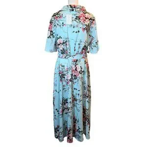 Keluummi Women's Plus Size Petal Sleeve Midi Dress – Wrap Hem, Belted, With Pockets